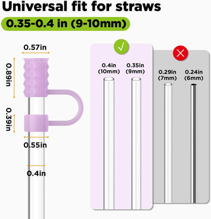 6 Pcs Straw Covers Caps, 0.4in/10mm Straw Toppers for Stanley Cup 30/40 oz, Starlight