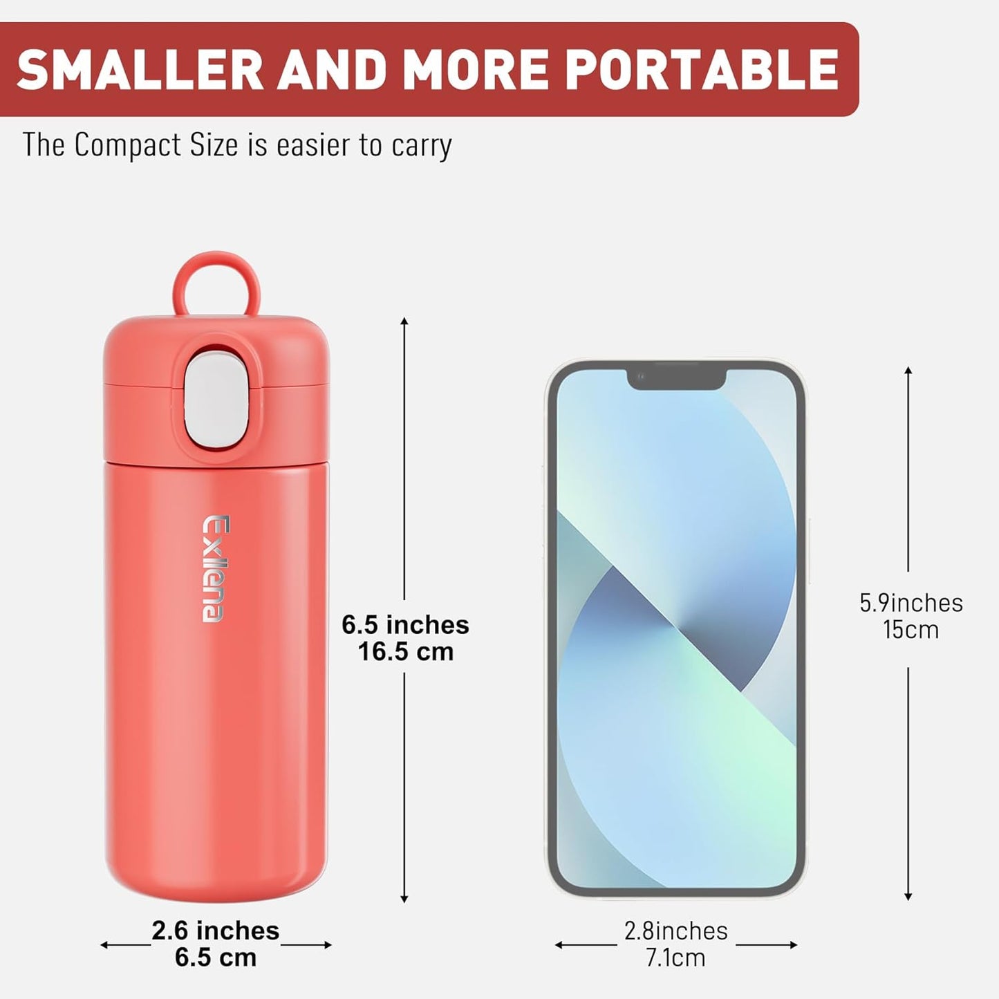 Exllena 10oz Small Insulated Water Bottle with One-Touch Soft Straw Lid, Double-Wall Vacuum Small Travel Water Bottle for Cold&Hot Drinks–Leak-Proof, Mini Flask for Handbag, Yoga, Sport(Mint)