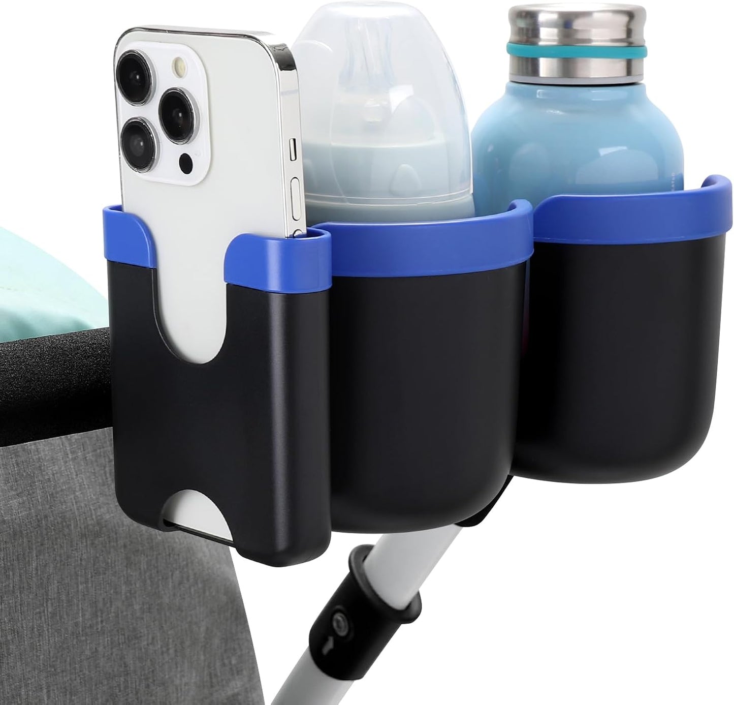 Accmor Stroller Cup Holder with Phone Holder, Bike Cup Holder, Universal Cup Holder for Uppababy Nuna Doona Strollers, 2-in-1 Cup Holder for Walker, Wheelchair, Scooter - Colors B