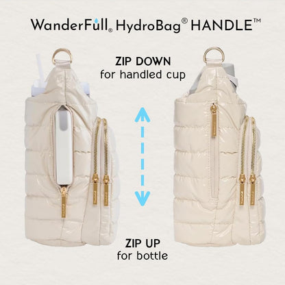 WanderFull Original HydroBag Handle® Zipper Slot for Handle, Hands-Free Crossbody Water Bottle Holder & Tumbler Accessories