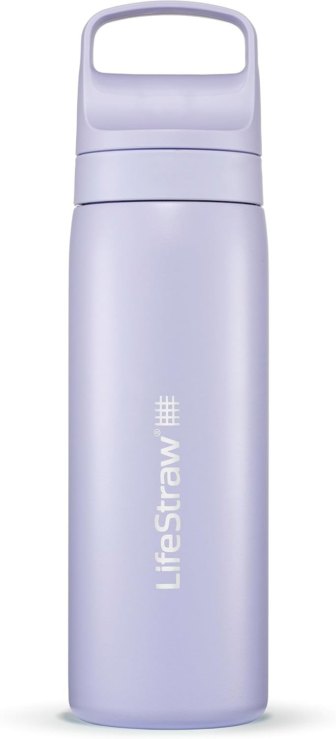 LifeStraw Go Series — Insulated Stainless Steel Water Filter Bottle for Travel and Everyday Use Removes Bacteria, Parasites and Microplastics, Improves Taste, 1L Aegan Sea