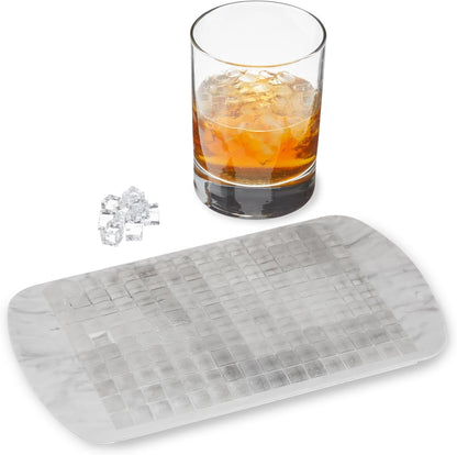 Host Ice Cube Tray, Makes Four 5-Inch Long Cubes, Durable Silicone Trays with Easy Release Design, Perfect for Water Bottles and Highball Glasses, Home Bar Accessories, Set of 1, Marble