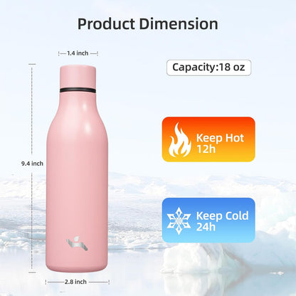 Konokyo Insulated Water Bottle with Strap,18 oz Double Wall Stainless Steel Vacuum Bottles Metal Water Flask,Macaron Green - Colors B