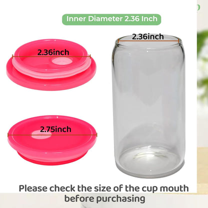 4 Pack Acrylic Lids for Glass Cups with Bamboo Lids and Straws, 2.75 inch/70 mm Acrylic Lids for 16 OZ Beer Can Cups with Wooden Lids, Replacement Canning Lids for 16OZ 20 OZ Glass