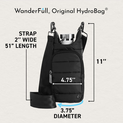 WanderFull Original HydroBag Fits Up to 32 oz Water Bottle Holder with Strap – Hands-Free Crossbody Water Bottle Carrier Bag with Phone Pocket - Colors A