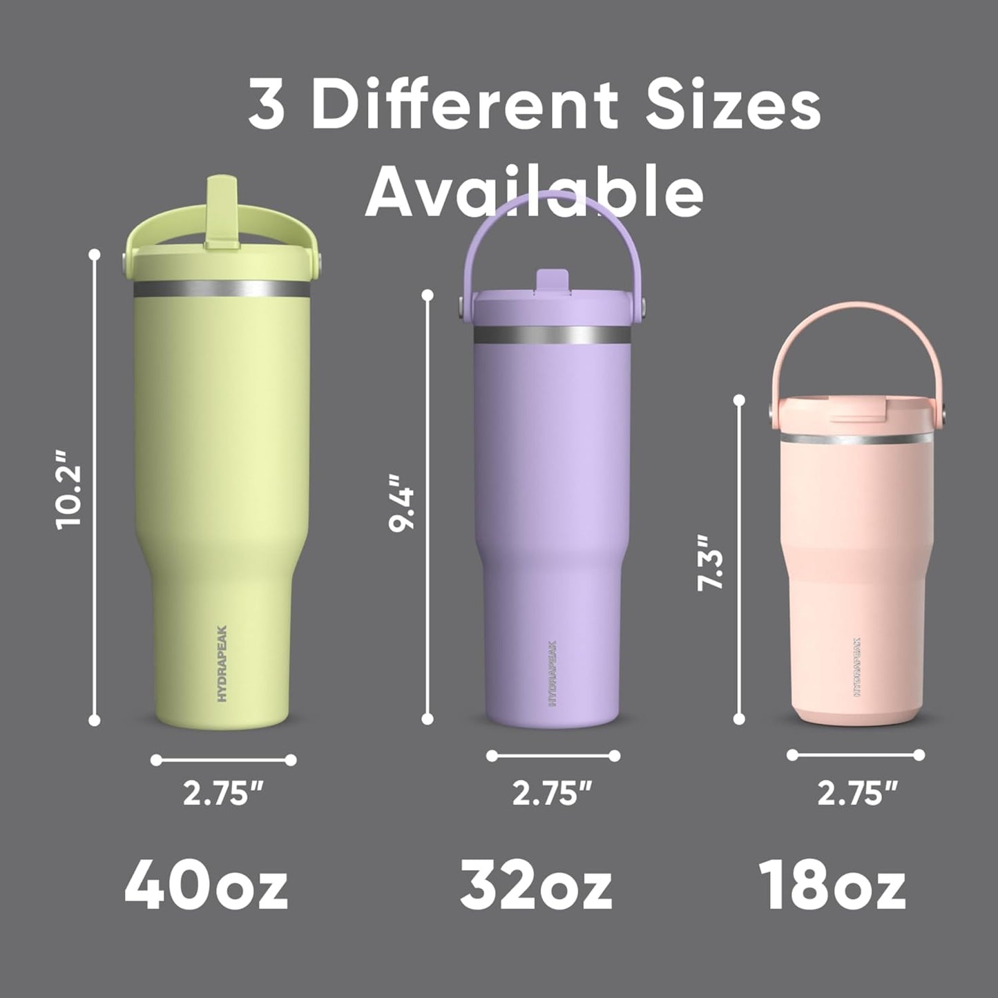 Hydrapeak Nomad 32oz Insulated Stainless Steel Travel Tumbler with Handle & Straw Lid, Leakproof, Cupholder Friendly, Keeps Drinks Cold 24 Hours, Reusable Bottle for Daily Hydration (Pale Sage)