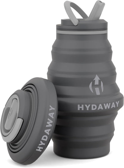 HYDAWAY 17oz Travel Collapsible Water Bottle - BPA-Free, Leakproof, Lightweight, Space-Saving