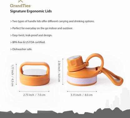 GRANDTIES 2 Lids Sports Stainless Steel Water Bottles – Wide Mouth Vacuum Insulated Reusable Leak Proof BPA-Free Travel Metal Canteen, Thermal Bottles for Men Women Gym (Ivory White 32 oz)