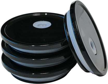 4 Pack Acrylic Lids for Glass Cups with Bamboo Lids and Straws, 2.75 inch/70 mm Acrylic Lids for 16 OZ Beer Can Cups with Wooden Lids, Replacement Canning Lids for 16OZ 20 OZ Glass