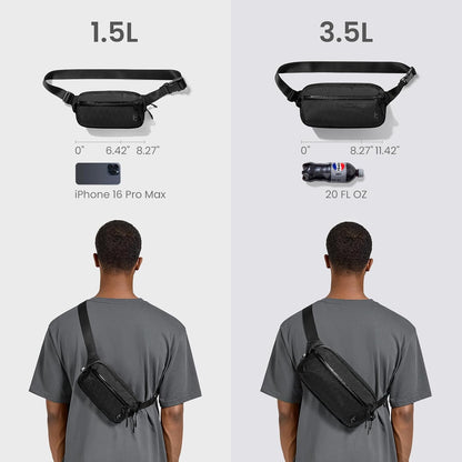 tomtoc 3.5L Sling Bag with RFID Blocking, Crossbody Bag Chest Shoulder Pack for Men and Women, Water-resistant Lightweight Casual Waist Fanny Pack for Travel/Daily Use