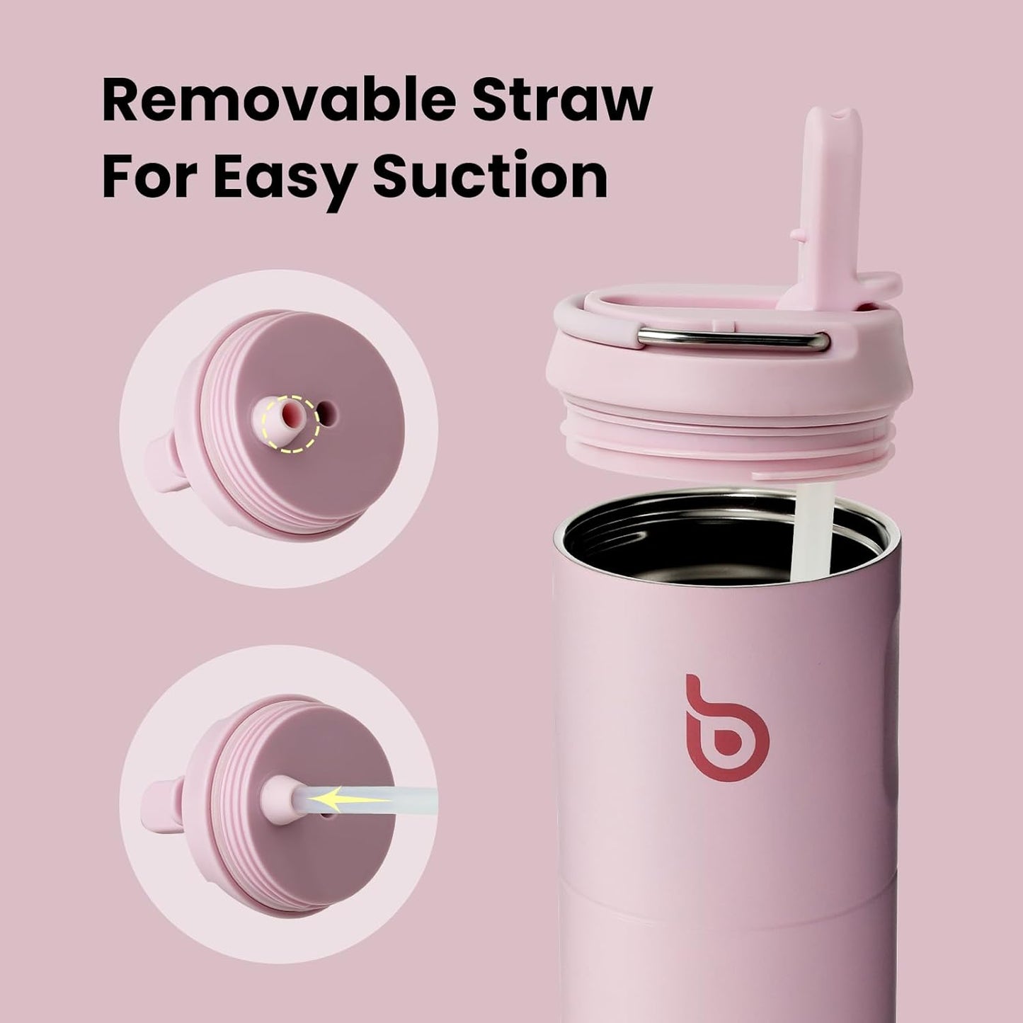 BOTTLE BOTTLE Insulated Water Bottle 24oz with Straw Lid and Handle for Sports Travel Gym Stainless Steel Water Bottles Double-Wall Vacuum Metal Leak Proof BPA-Free