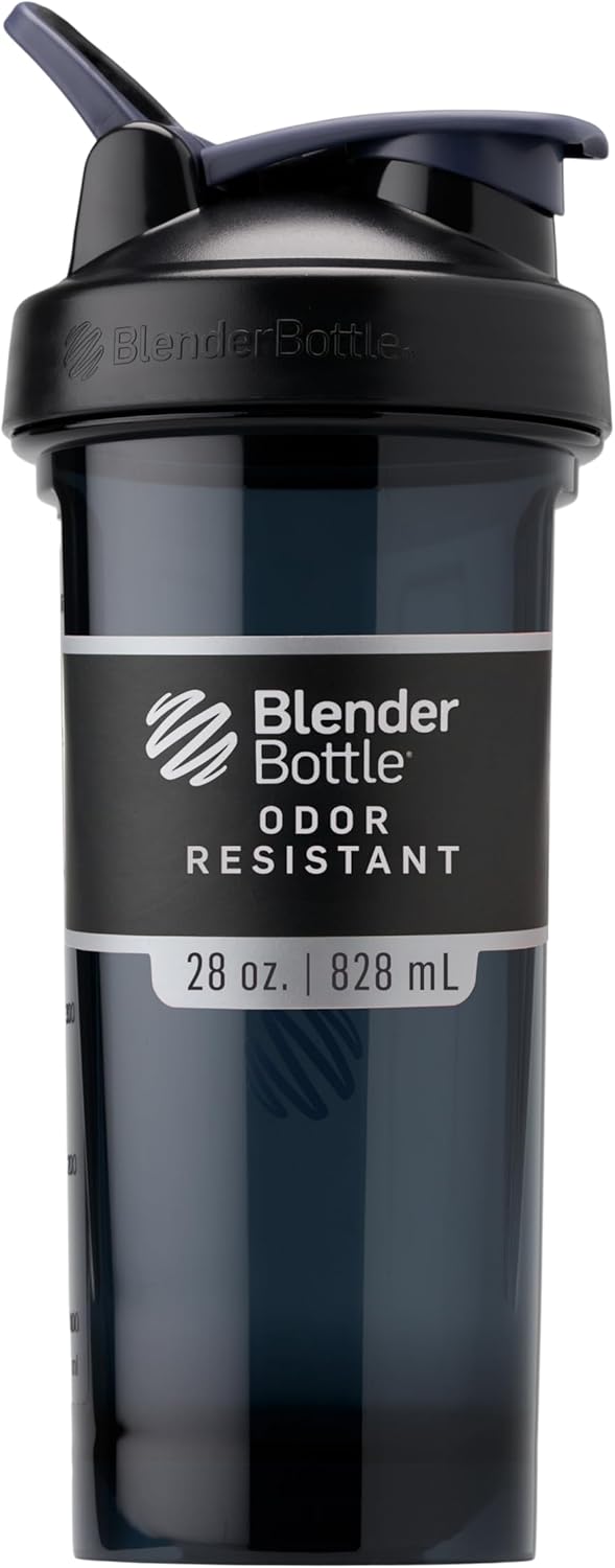 BlenderBottle Shaker Bottle Pro Series Perfect for Protein Shakes and Pre Workout, 24-Ounce, Black