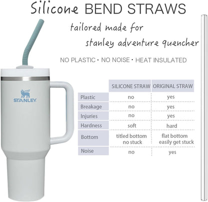 Pastel Color 14” Extra Long Silicone Replacement Straw for 40 oz Stanley Cup, Reusable Flexible Tall Giant Big Drinking Straw for Quencher Tumbler,1Gallon/64 oz Water Bottle,Hydro Jug-6 pack
