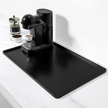 Rnivvi Silicone Coffee Mat, 16" x 24" Waterproof Raised Edge Coffee Bar Mats for Espresso Machine Station Accessories, Heat Resistant Detachable Dish Drying Pad for Kitchen Counter, Dish Rack, Green
