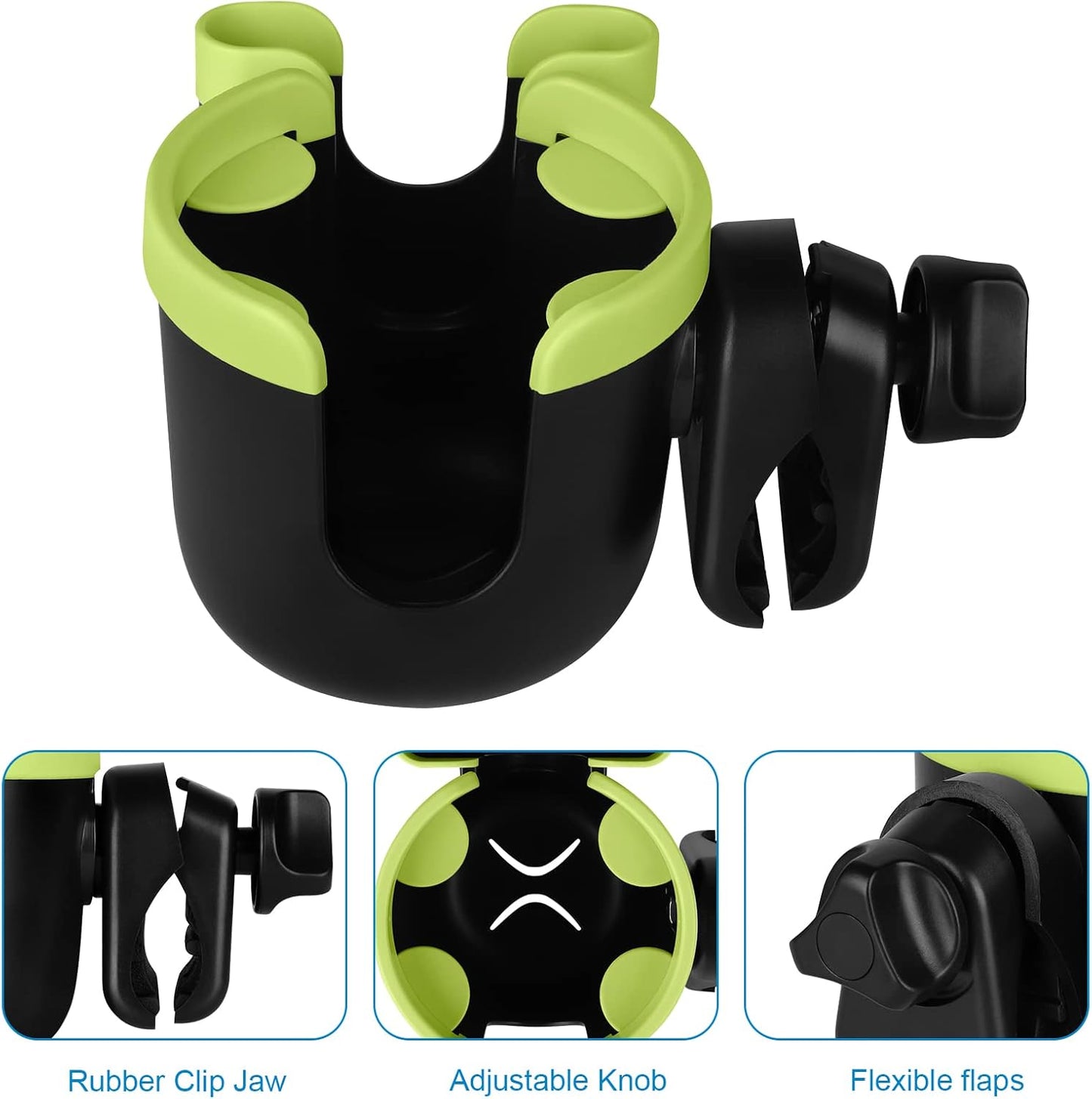 Accmor Stroller Cup Holder with Phone Holder, Bike Cup Holder, Universal Cup Holder for Uppababy Nuna Doona Strollers, 2-in-1 Cup Holder for Walker, Wheelchair, Scooter - Colors B