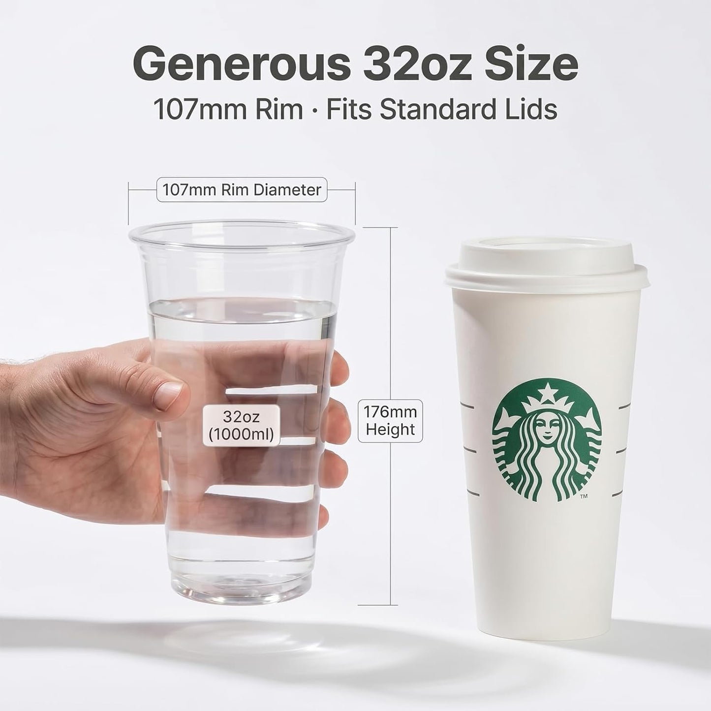 16 OZ Plastic Cups with Lids and Straws, 25 Clear Disposable Coffee Cups With Lids 16 OZ Disposable Cold Brew Cup for Parfait, Bubble Tea, Smoothies