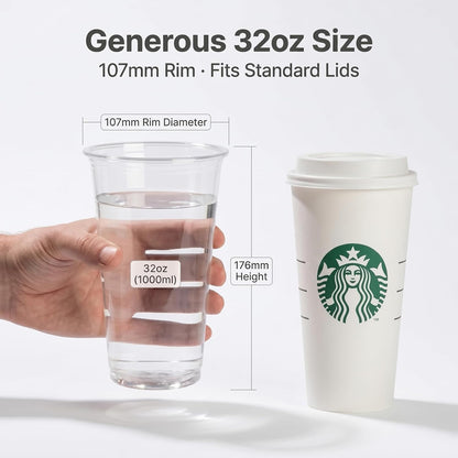 16 OZ Plastic Cups with Lids and Straws, 25 Clear Disposable Coffee Cups With Lids 16 OZ Disposable Cold Brew Cup for Parfait, Bubble Tea, Smoothies