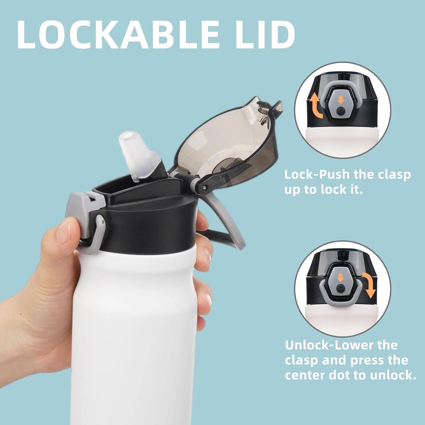 Konokyo 18 oz Insulated Water Bottle with Straw Lid, Stainless Steel Vacuum Sports Water Bottle, Leak-Proof Reusable Metal Flask with Carry Loop, BPA-Free Travel Bottle for Gym, School, Office