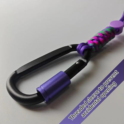 Paracord Keychain/Carabiner Clip - Jaymokes D Ring Metal Hook for Water Bottle, Key, Backpacks and More