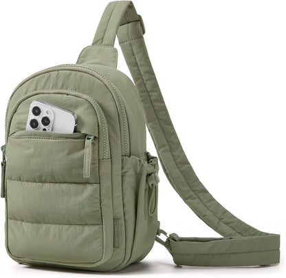 BAGSMART Small Sling Bag for Women, Puffer Crossbody Bag Purses Hobo Handbag Fanny Packs for Travel Hiking