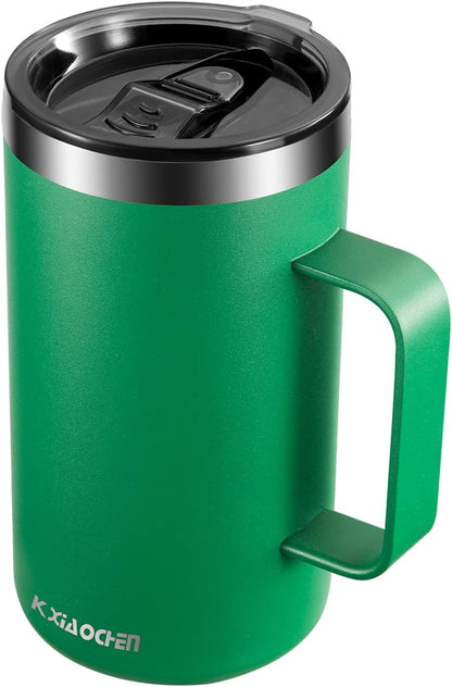 KXIAOCHEN 20oz Insulated Coffee Mug with Lid, Stainless Steel Coffee Cup, Double Wall Vacuum Coffee Tumbler with Handle, Premium Thermal Travel Coffee Mug (Navy Blue)