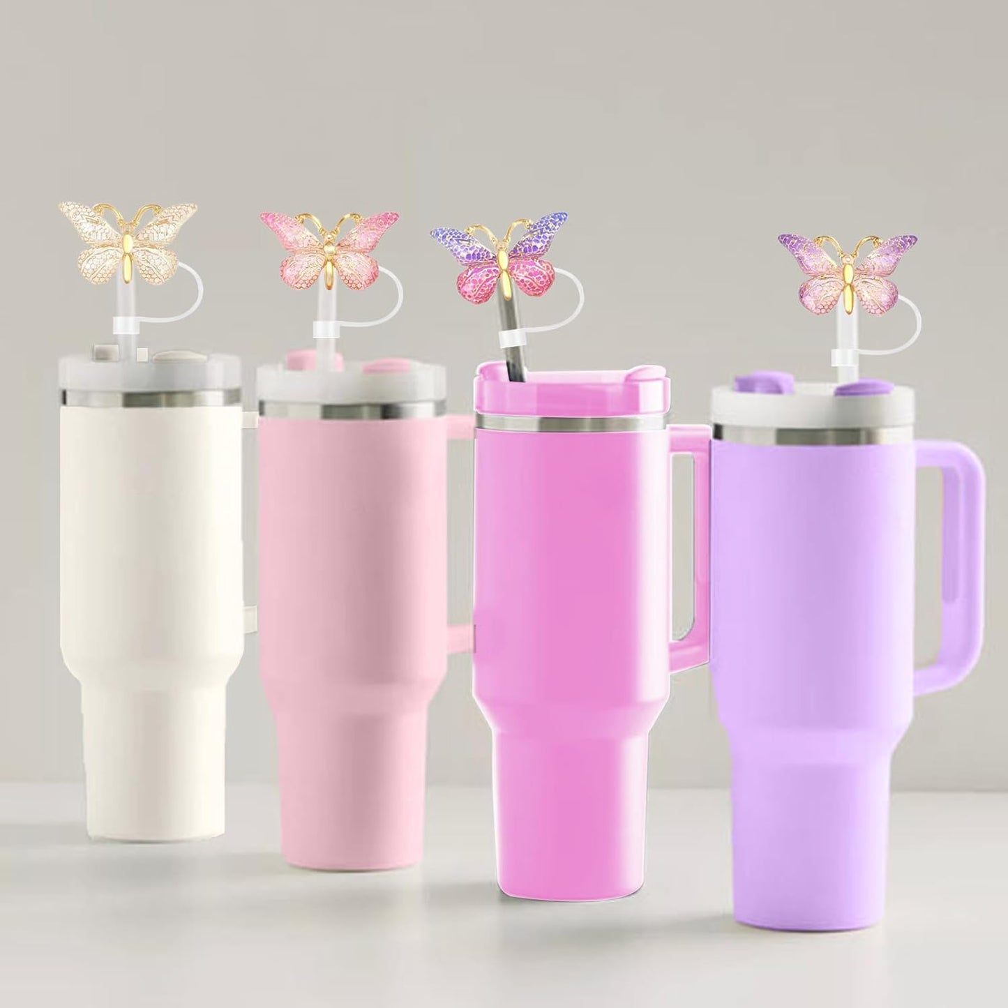 Cute Straw Cover Cap for Stanley Cup Accessories,Bling Straw Toppers for Stanley Tumbler 40&30 oz,Reusable Straws Tips Protectors Compatible with 10mm Straws
