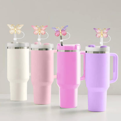 Cute Straw Cover Cap for Stanley Cup Accessories,Bling Straw Toppers for Stanley Tumbler 40&30 oz,Reusable Straws Tips Protectors Compatible with 10mm Straws