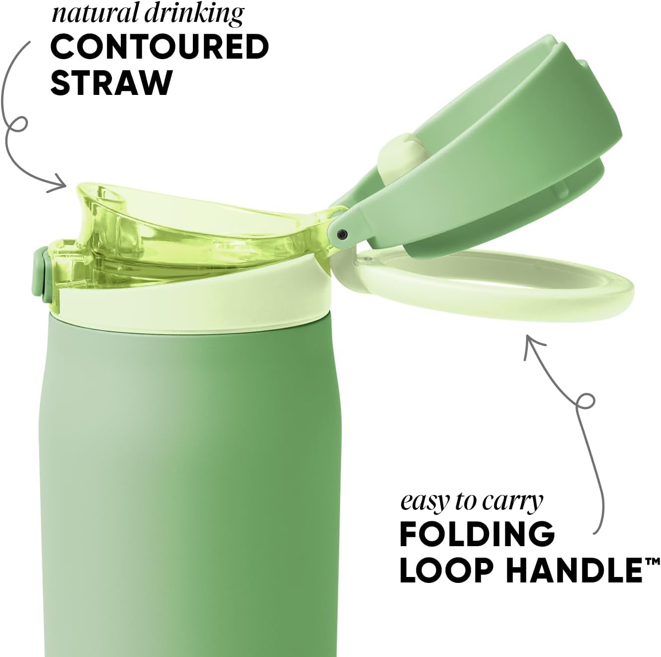 Simple Modern Mesa Loop Water Bottle with Covered Straw and Handle | 24oz Cup Holder Friendly Insulated Stainless Steel Bottles for Travel, Sports and School | Iris Sage - Colors B
