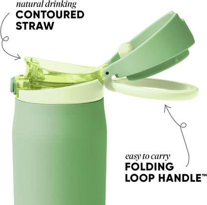 Simple Modern Mesa Loop Water Bottle with Covered Straw and Handle | 24oz Cup Holder Friendly Insulated Stainless Steel Bottles for Travel, Sports and School | Iris Sage - Colors B