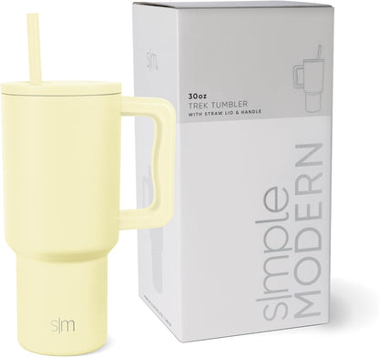 Simple Modern 40 oz Trek Tumbler with Handle and Straw Lid | Cup Holder Friendly Insulated Stainless Steel Travel Mug | Sea Glass Sage - Colors C