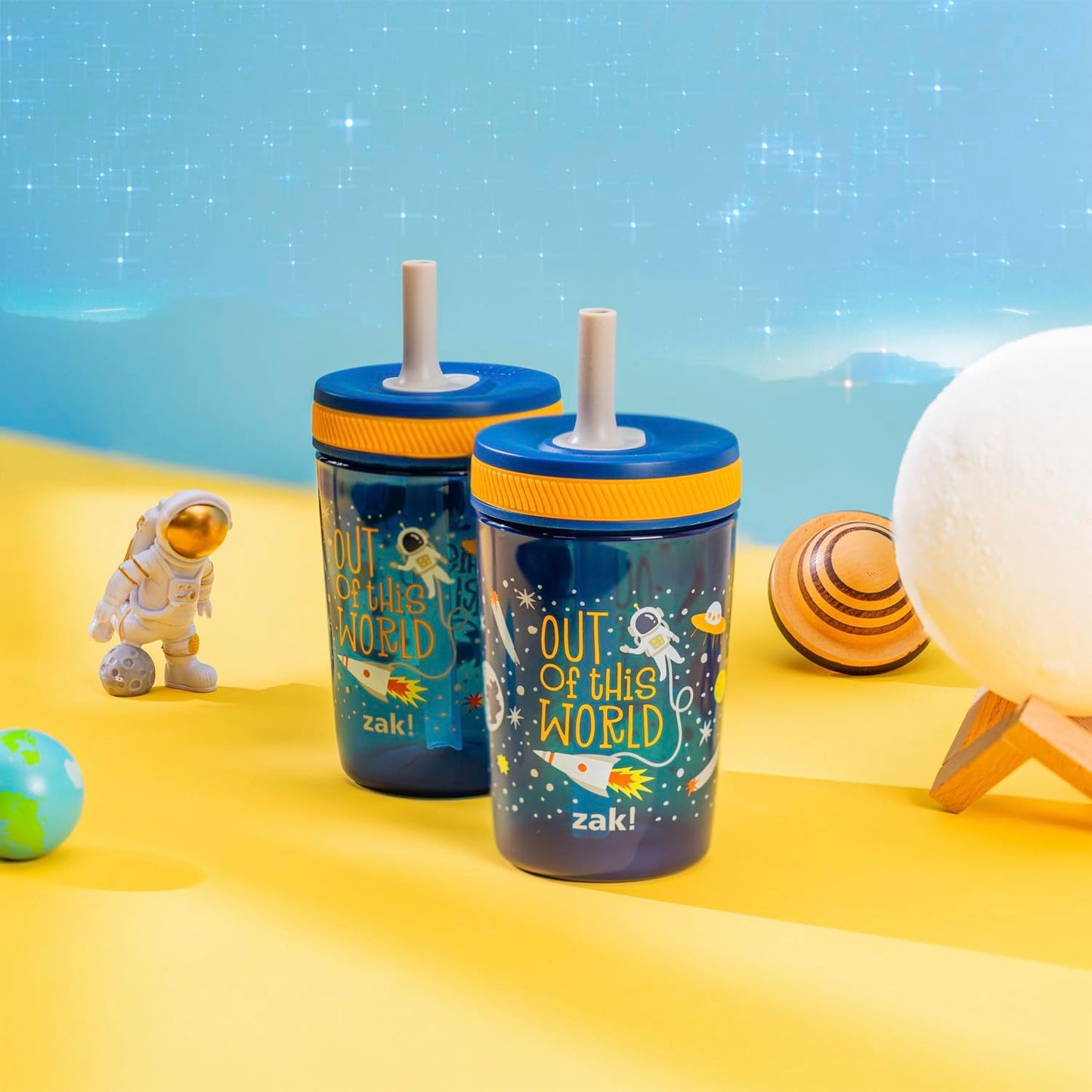Zak Designs 15oz Bluey Kelso Tumbler Set, Leak-Proof Screw-On Lid with Straw Made of Durable Plastic and Silicone, Perfect Bundle for Kids, 2 Count (Pack of 1) - Colors A