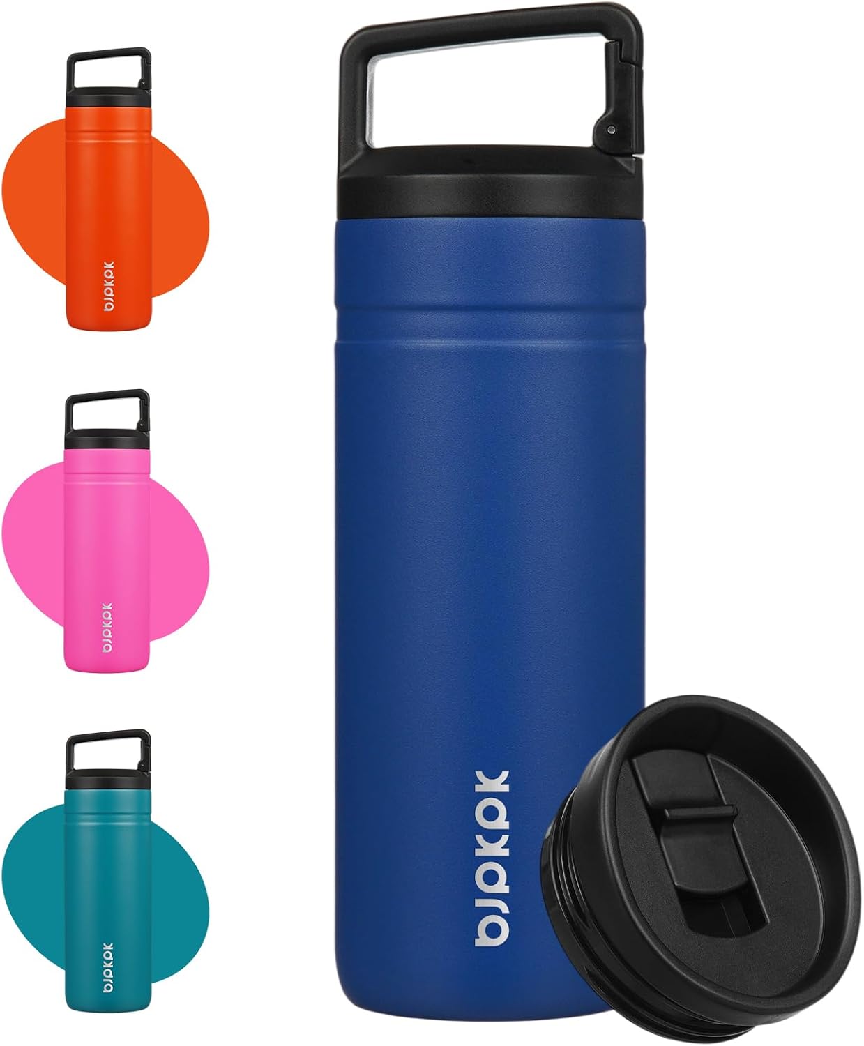 BJPKPK Insulated Water Bottle with 2 Lids,20 oz Double Wall Stainless Steel Vacuum Tumbler Travel Coffee Mug,Wide Mouth Thermal Cup,Haze Blue
