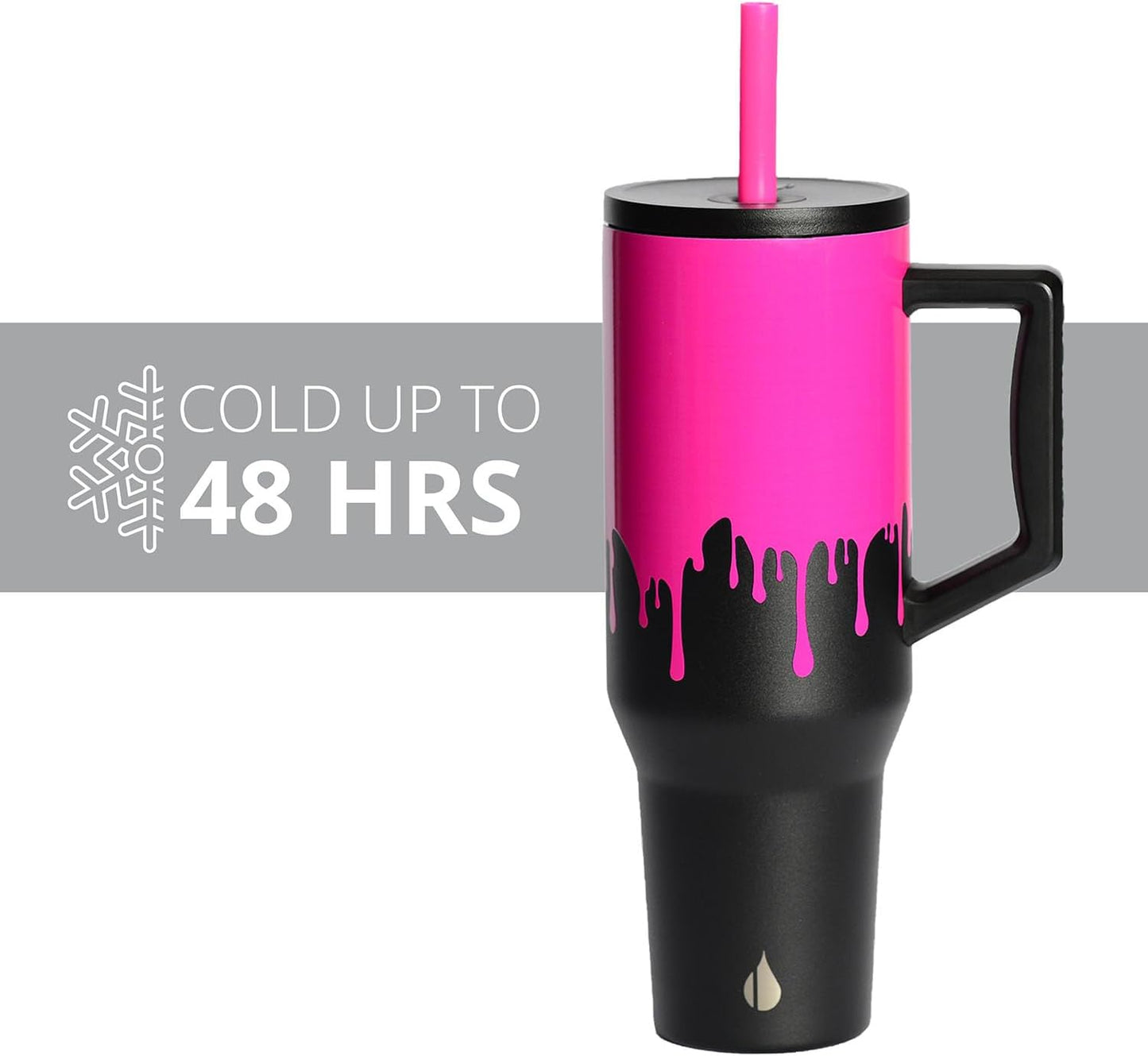 Elemental 32 oz 100% Leak Proof Tumbler with Handle & Straw - Stainless Steel Double Wall Insulated Tumbler for Hot and Cold Beverages - Travel Coffee Mug with Sip & Straw Lid - White - Colors B