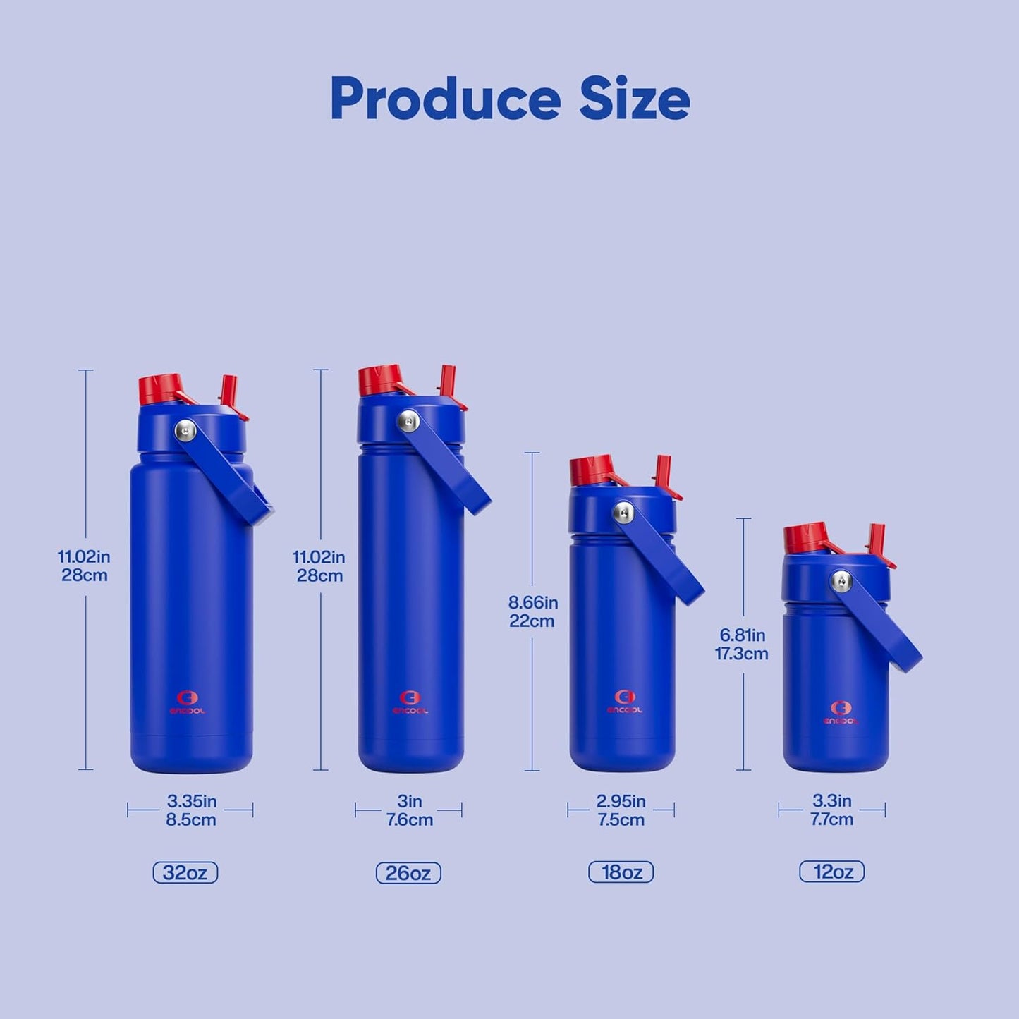 ENCOOL Insulated Water Bottle with Straw Stainless Steel Water Bottle, Leak-Proof, BPA-Free, Double Wall Vacuum Keeps Cold for 24 Hours for Sports, Travel, School (26 oz, Cotton Candy) - Colors D