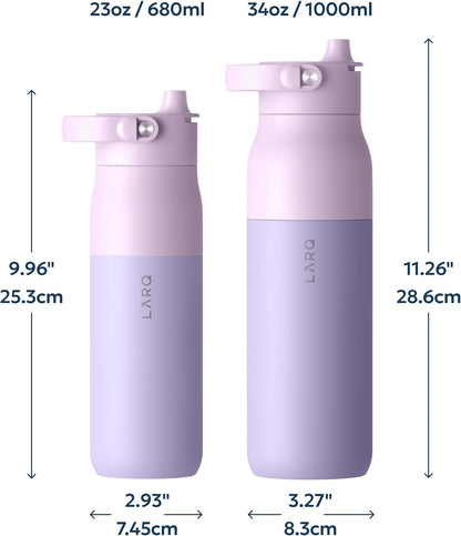 LARQ Swig Top — Insulated Stainless Steel Water Bottle with Straw, Detachable Silicone Handle, Vacuum 24h Cold, BPA-Free Metal Bottle for Gym, Travel, Office, Wide Mouth for Ice — 23 oz, Mojave Dune