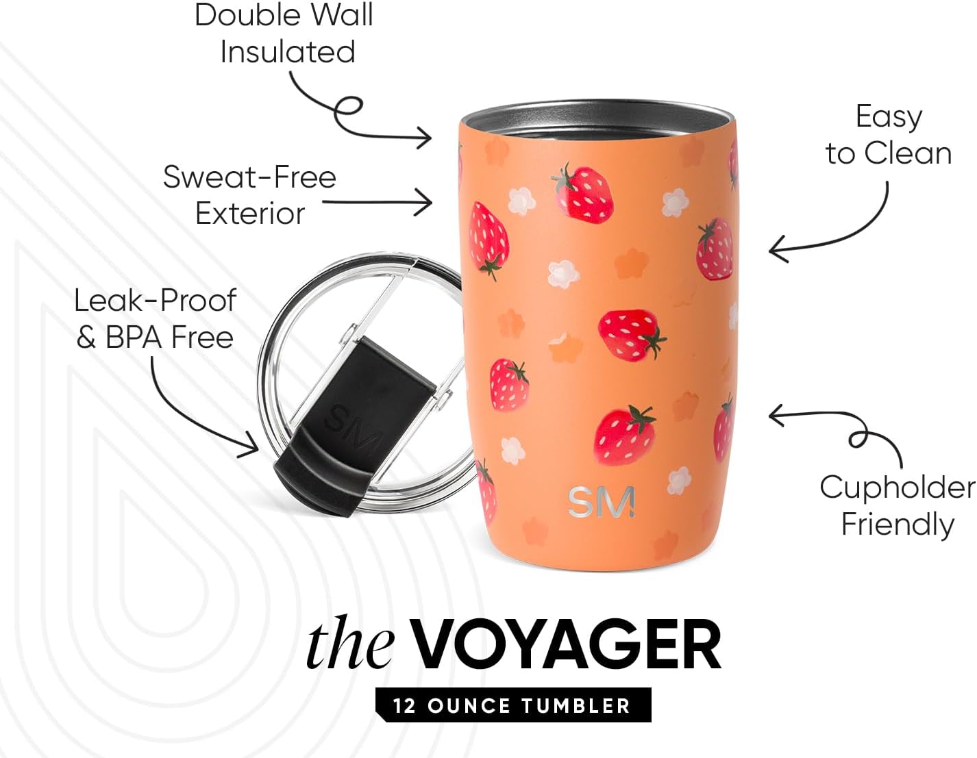 Simple Modern Voyager Tumbler with Flip Lid | Travel Coffee Mug | Insulated Stainless Steel Cold Brew Iced or Hot Coffee Cup | Gifts for Women Men Her Him | 16oz, Almond Birch
