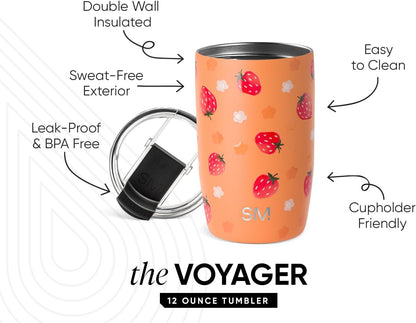 Simple Modern Voyager Tumbler with Flip Lid | Travel Coffee Mug | Insulated Stainless Steel Cold Brew Iced or Hot Coffee Cup | Gifts for Women Men Her Him | 16oz, Almond Birch