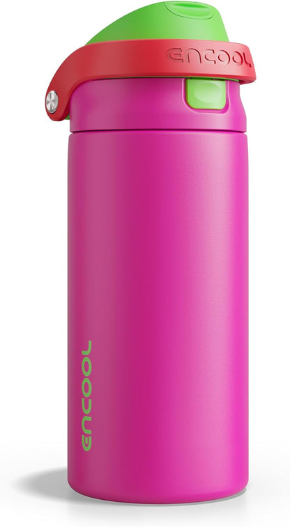 ENCOOL Leakproof Insulated Water Bottle with Straw Dual-Sip Water Bottle Bag-Safe Design for Work, Commute & Gym – Keeps Drinks Cold All Day, 24 oz, Lemonade Pink - Colors B
