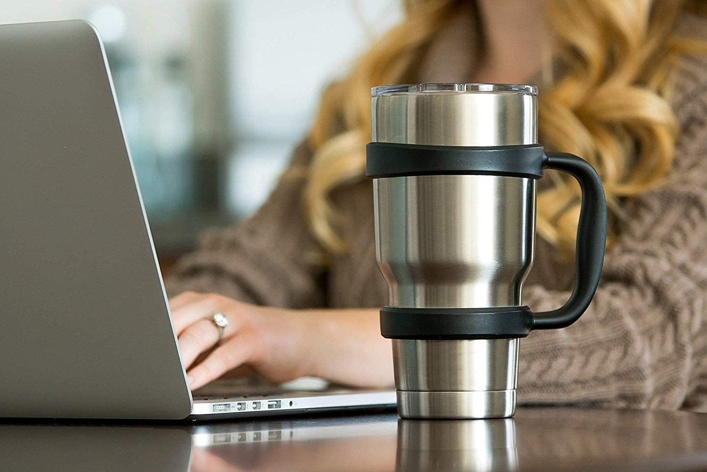 STRATA CUPS 30 oz Tumbler Handle - Available For 30 oz YETI Tumbler, OZARK TRAIL, Rambler Tumbler- BPA free (Black)