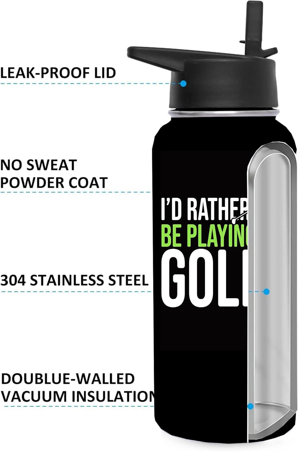 32oz Pickleball Water Bottle Insulated Vacuum Stainless Steel Tumbler Travel Mugs With Straw for Game Sport,Pickleball Accessories