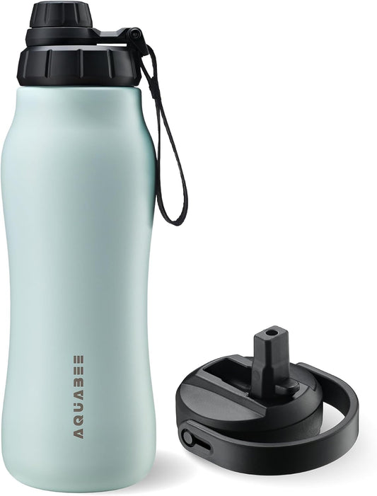 Insula Stainless Steel Water Bottle with Spout & Straw lid, BPA Free & Leakproof, Double Walled Vacuum Insulated water bottle for Sports, Bike, Travel & Hiking (Ocean Blue, 24 Oz)