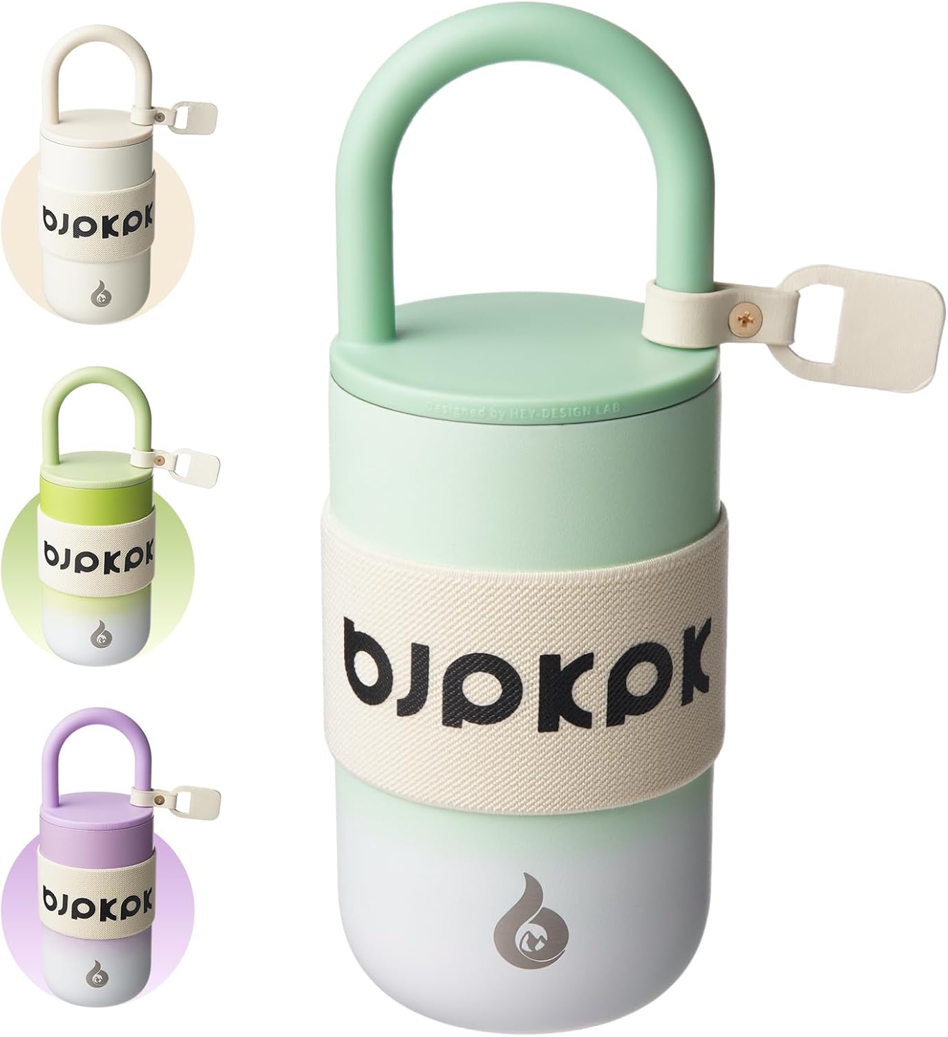 BJPKPK 13oz Insulated Stainless Steel Loop Tumbler With Lid And Handle Travel Coffee Mug Thermal Cup,Latte