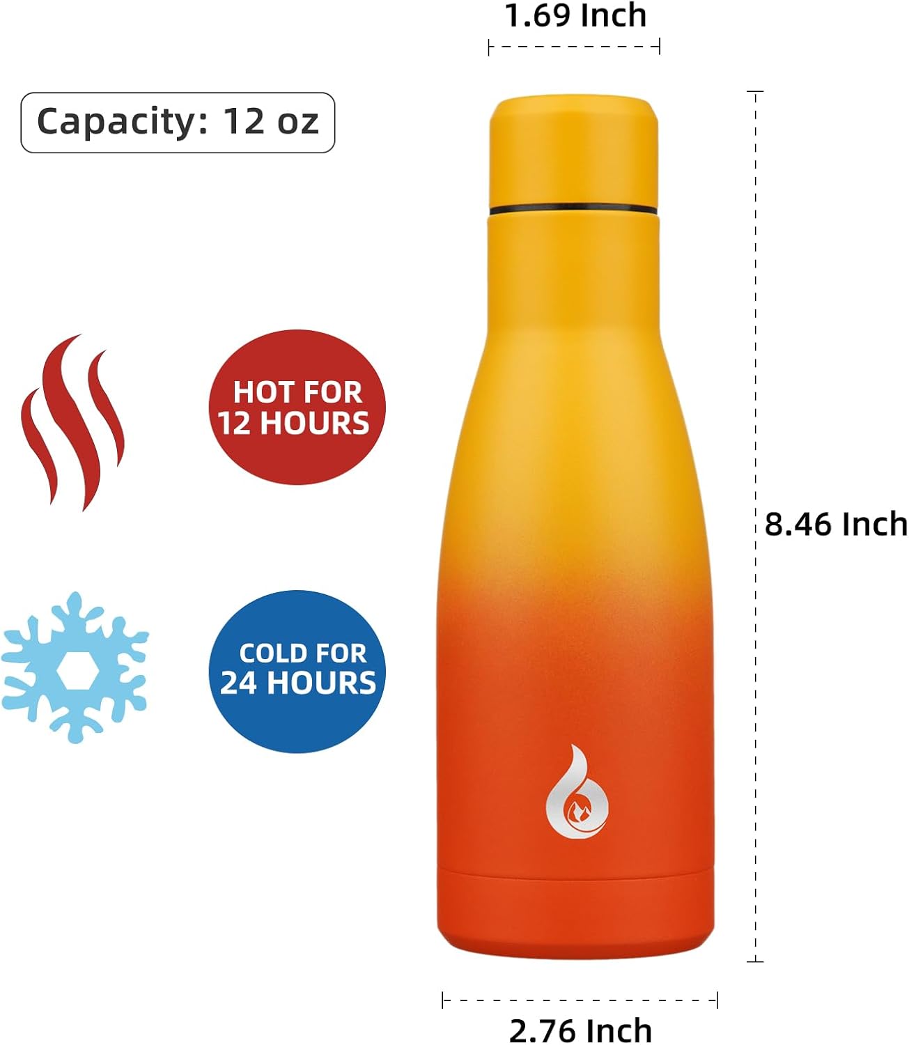 BJPKPK Insulated Water Bottle 12oz Small Stainless Steel Water Bottles Reusable Metal Thermal Keep Cold and Hot,Dreamy Purple - Colors B
