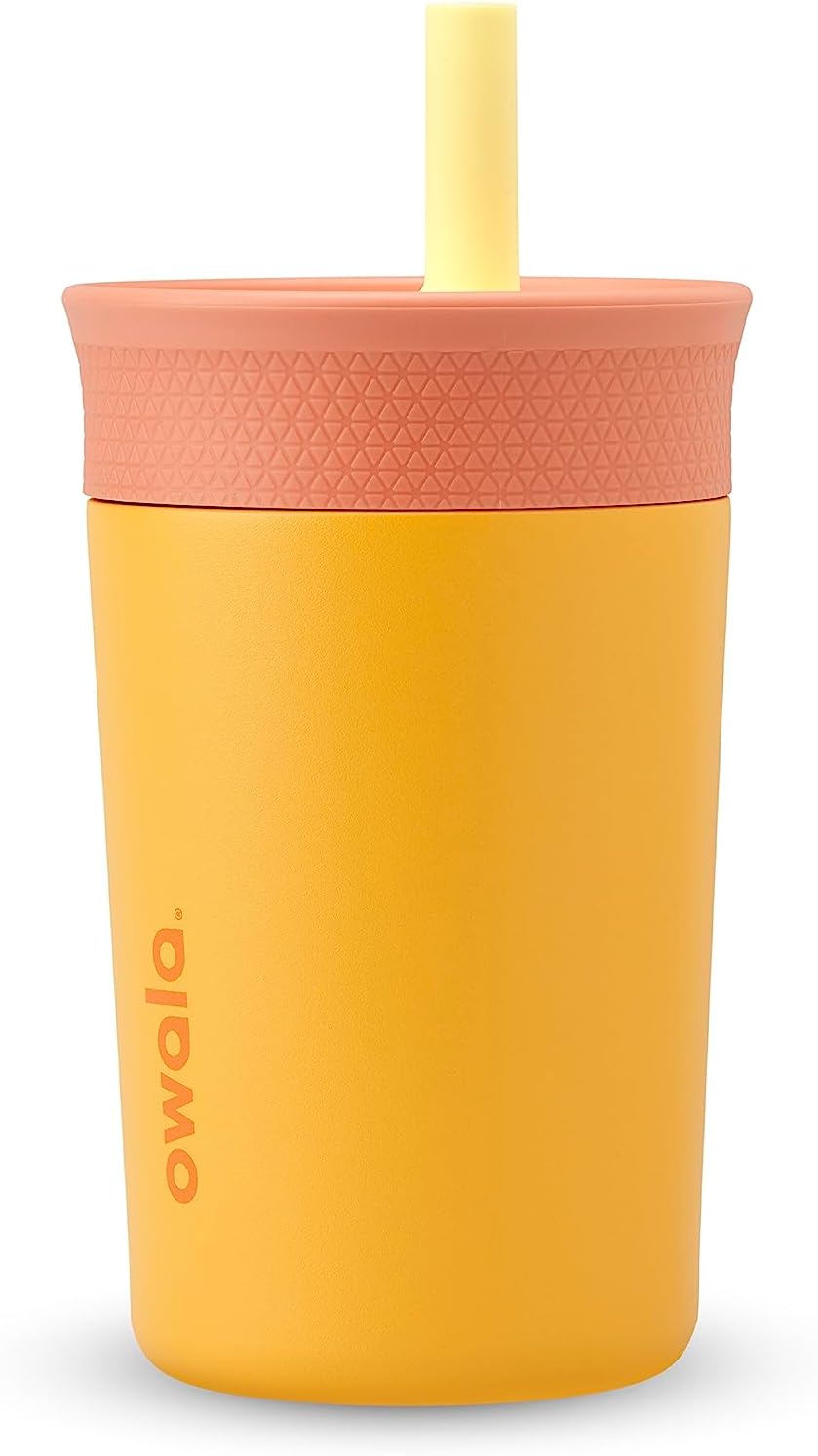 Owala Kids BPA-Free Plastic Tumbler with Spill Resistant Flexible Straw, Easy to Clean, Kids Water Bottle, Great for Travel, Dishwasher Safe, 15 Oz, Skate Park