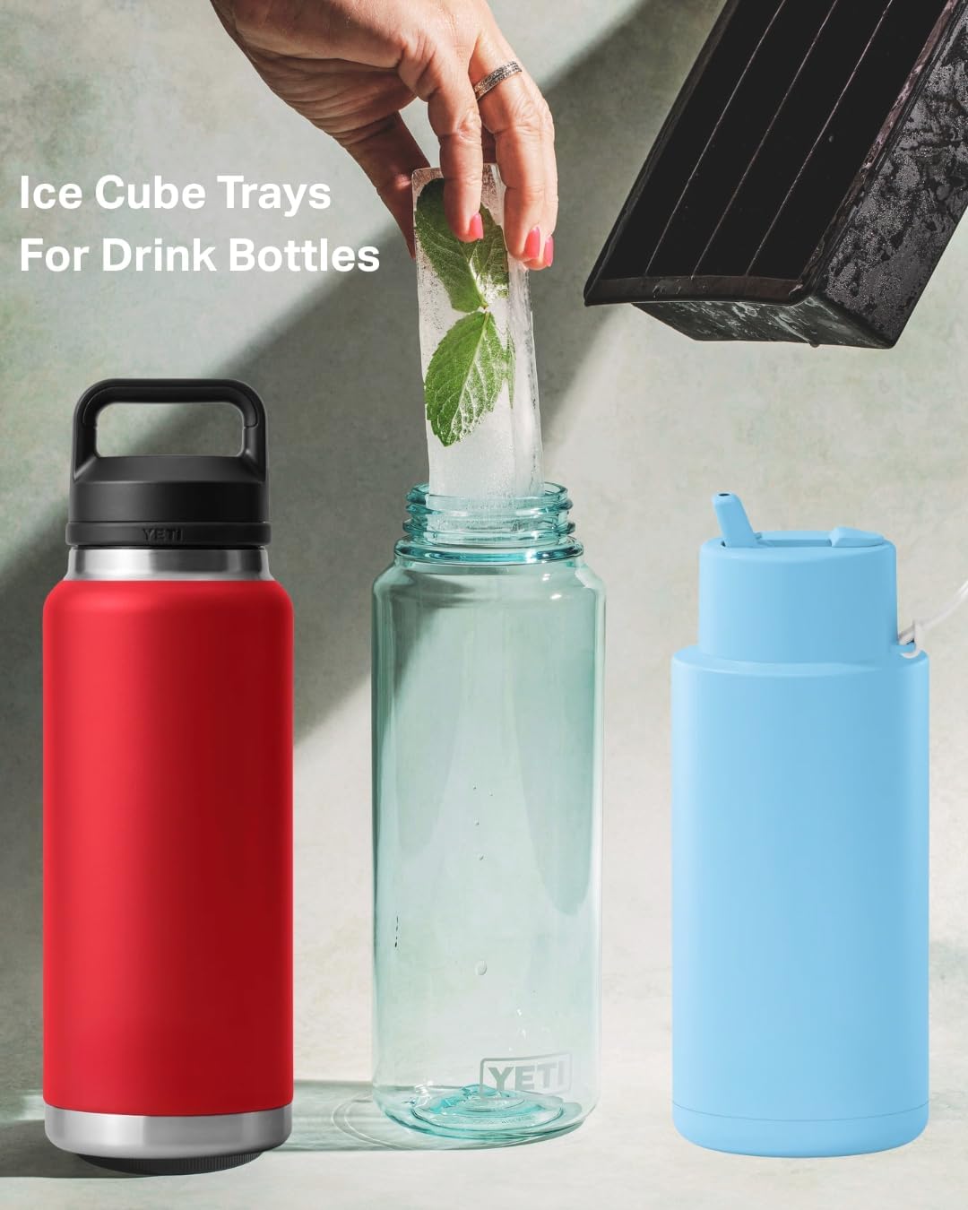 DRINKSPLINKS Water Bottle Ice Cube Tray. Keep Water in Drink Bottles Cold for Longer With This Large Tumbler Ice Cube Mold.