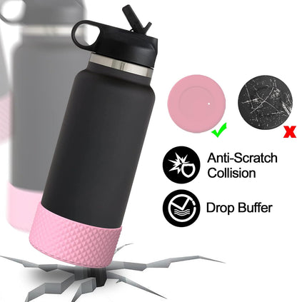 WUQID Water Bottle Boot, Diamond Silicone Boot Compatible with Stanleyy Tumbler 20-40oz & Hydroo Flask Bottle 12oz-24oz, Reduces Dents Sleeve Cover for More Bottles/Tumblers Bottom of 2.83-2.95in