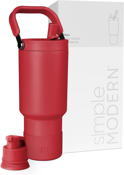 Simple Modern Trek Pivot | 40oz Flip Straw Tumbler with Handle | Water Bottle & Boot | Interchangeable Straw & Chug Lids | Insulated Stainless Steel Jug | Gym Sports Outdoors | Forest - Colors B