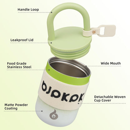 BJPKPK 13oz Insulated Stainless Steel Loop Tumbler With Lid And Handle Travel Coffee Mug Thermal Cup,Latte