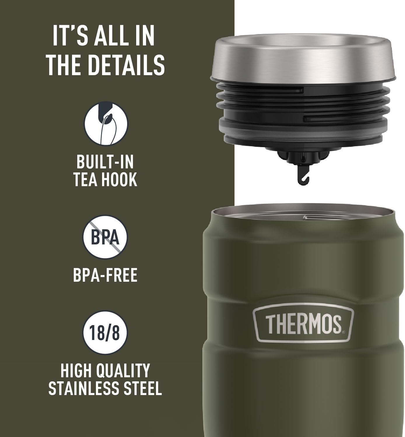 THERMOS Stainless King Vacuum-Insulated Stainless Steel Tumbler - 16oz, Midnight Blue - Insulated Coffee Tumbler for Hot & Cold Drinks - Leak-Proof & Sweat-Proof for Commuting & Traveling