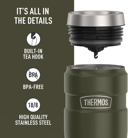 THERMOS Stainless King Vacuum-Insulated Stainless Steel Tumbler - 16oz, Midnight Blue - Insulated Coffee Tumbler for Hot & Cold Drinks - Leak-Proof & Sweat-Proof for Commuting & Traveling